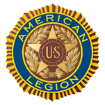 A graphic logo/emblem for the American Legion featuring a circular badge with “AMERICAN LEGION” around the edge and “U.S.” in the center. No substantial text content that needs transcription beyond the logo wording.